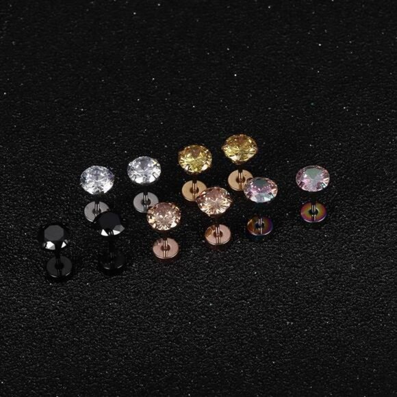 20G Hypoallergenic Flat Back Earrings for Women Men Surgical Steel Stud Earrings - Picture 5 of 7